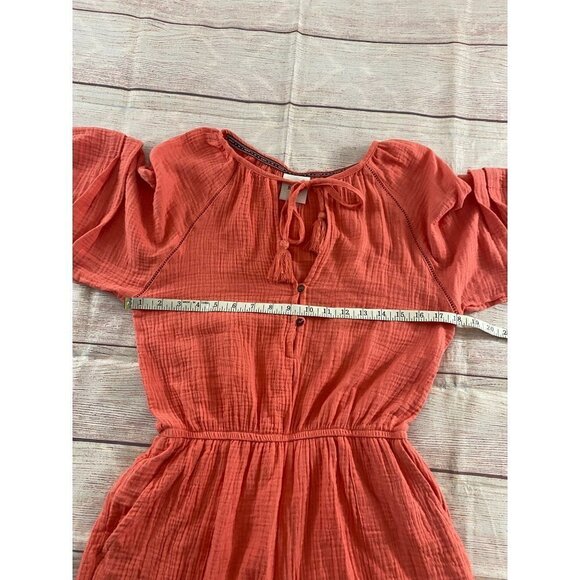 Knox Rose Women's Casual Coral Bohemian Romper - Small - Picture 7 of 13